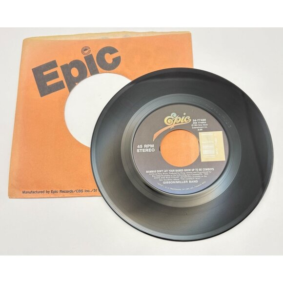 Gibson/Miller Band Mamas Dont Let Your Babies Grow Up to Be Cowboys 45 Country - Picture 3 of 6